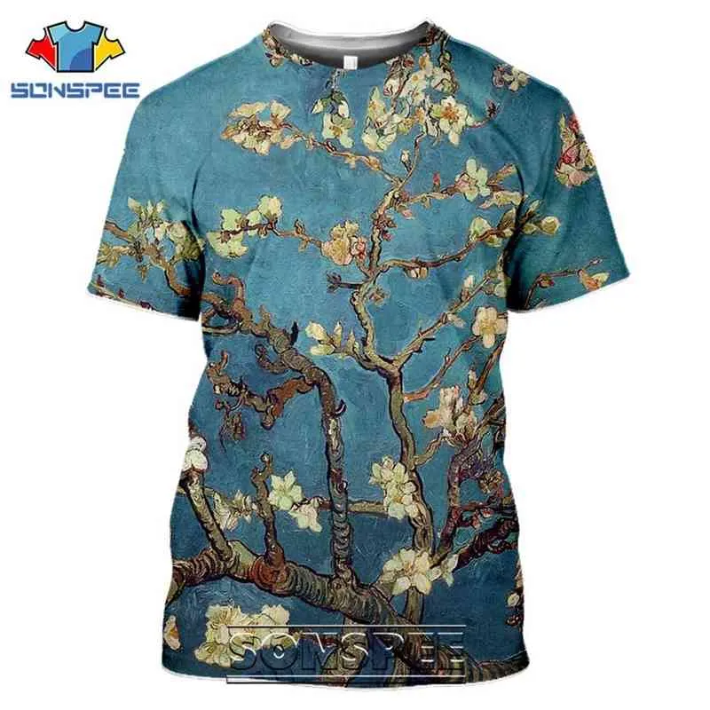 SONSPEE T-shirts Van Gogh 3D Print Men Women Casual Fashion Hip Hop Vintage Short Sleeve Streetwear Starry Night Tees Tops Shirt (12)