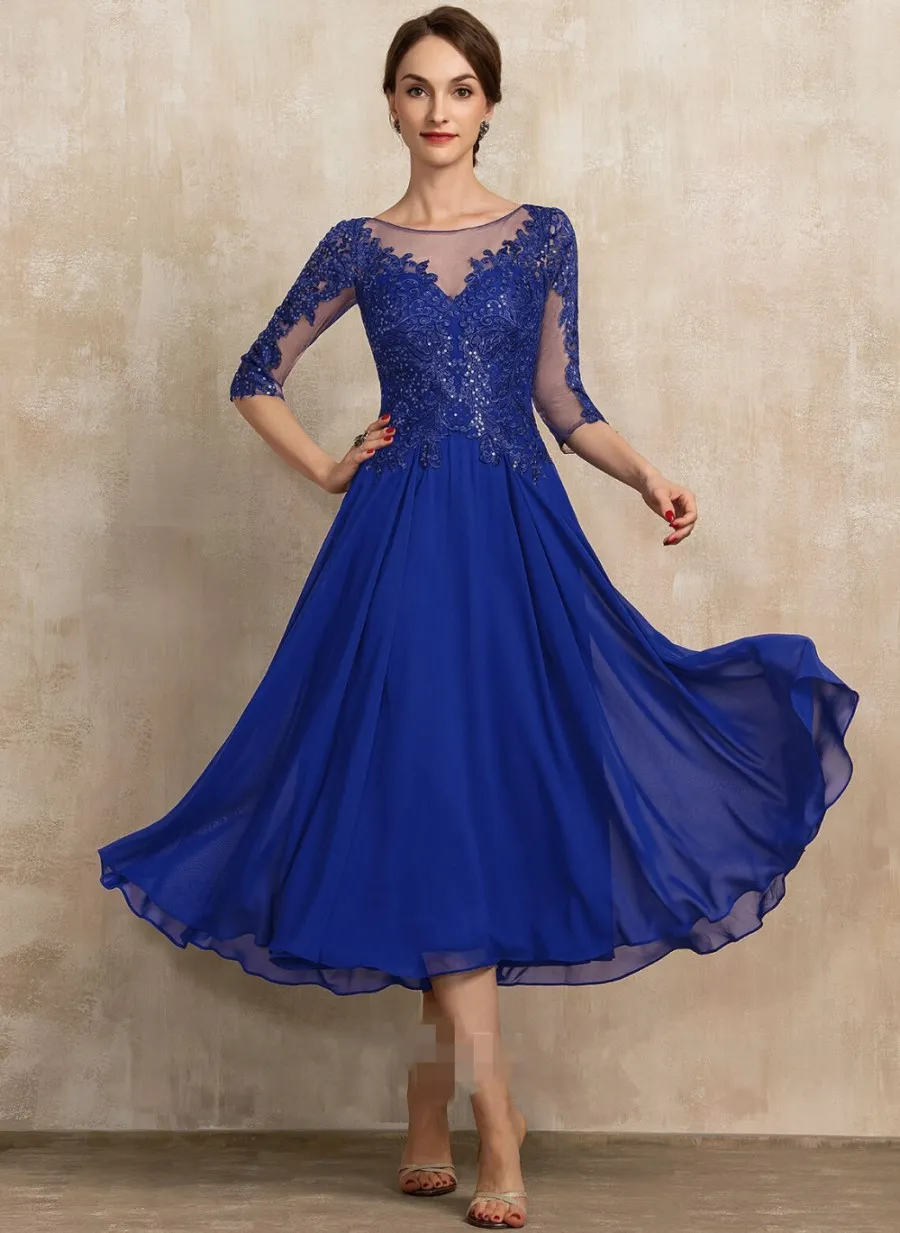 royal blue mother of the bride dresses tea length Elegant Chiffon Lace Of... From Donnaweddingdress12, $75 Francoise | Black Cowl seltype_single while the tea length Sizes for Perfect Fit:Large