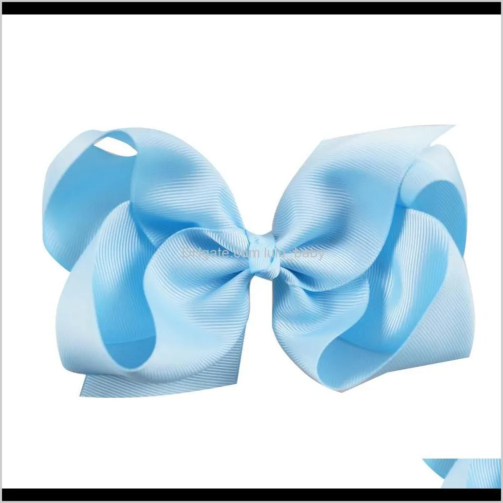 6 inch big grosgrain ribbon solid hair bows with clips girls kids hair clips headwear boutique hair accessories