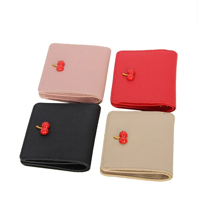 Femmes court organisateur portefeuille couleur unie Hasp Mini portefeuilles sacs pour femmes en gros carte de crédit en cuir véritable noir/rouge/gris Q25X30
