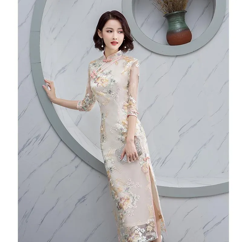 Party Women Dress Luxury China Style Elegant Banquet Long Qipao Oriental Female Wedding Slim Prom Cheongsam Gowns Vestido S-4XL Et2449