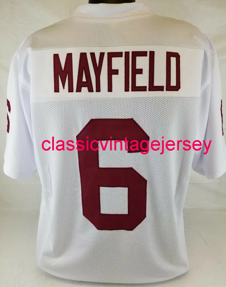 Män kvinnor Youth Baker Mayfield Custom Crimson College Football Jersey XS-5XL 6XL