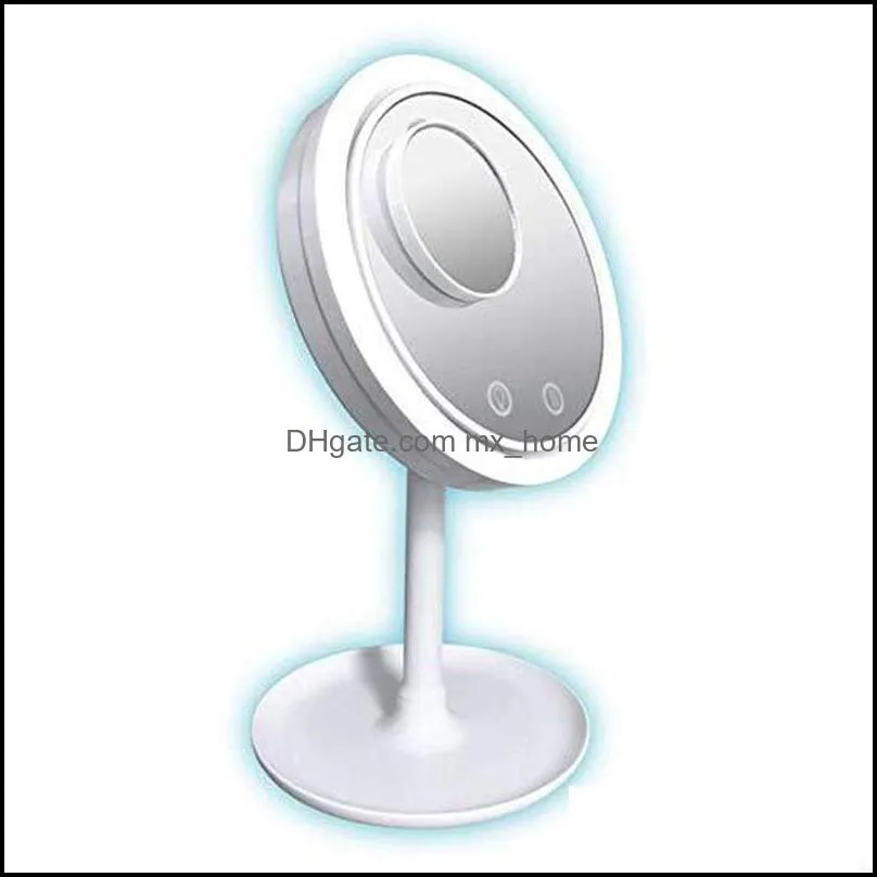 Miroirs Décor Maison Jardin 3 En 1 Lampe De Maquillage Avec 5X Grossissant Ventilateur Brise Cosmétique De Bureau Garder La Peau Fraîche Beauté Led Lumière Miroir Dbc Dro