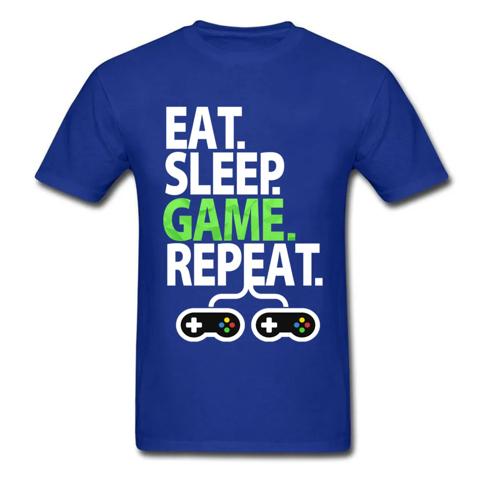 EAT-SLEEP-GAME-REPEAT-Playstation Pure Cotton Top T-shirts for Men Tops Shirts Discount Mother Day O-Neck Tops T Shirt Group EAT-SLEEP-GAME-REPEAT-Playstation blue