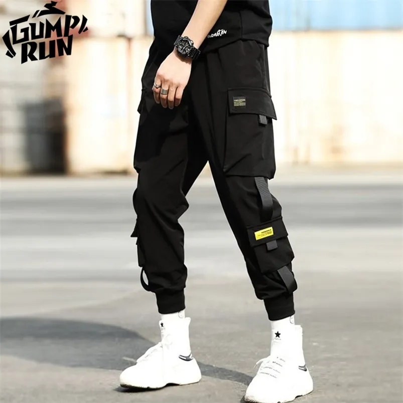 Hip Hop Streetwear Pantalon d'épissure pour hommes Mode Pantalon décontracté High Street Taille élastique Harem Noir Joggers 210715