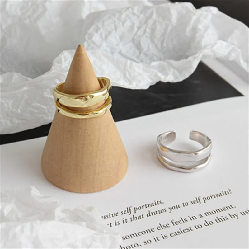 Anel de dedo de prata para mulheres irregular na moda fina jóias grandes anéis antigos ajustáveis ​​anillos