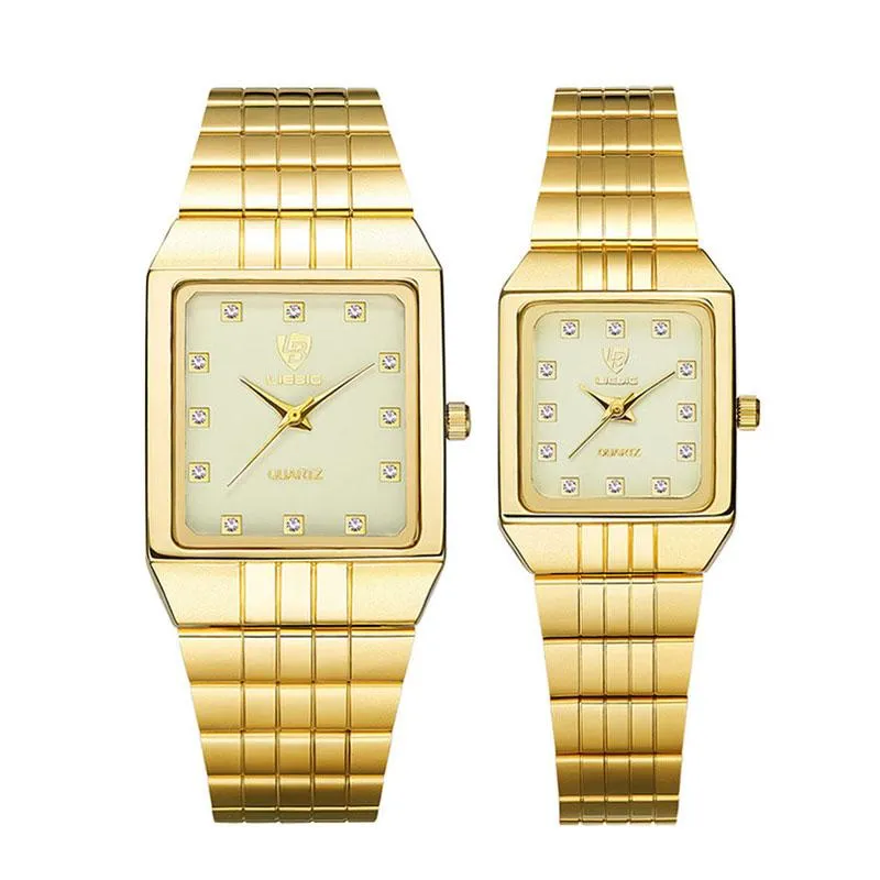 Wristwatches Watches Men Women Gold Watch 2021 Top Bracelet Square Wrist Golden Wristwatch Relogio Masculino