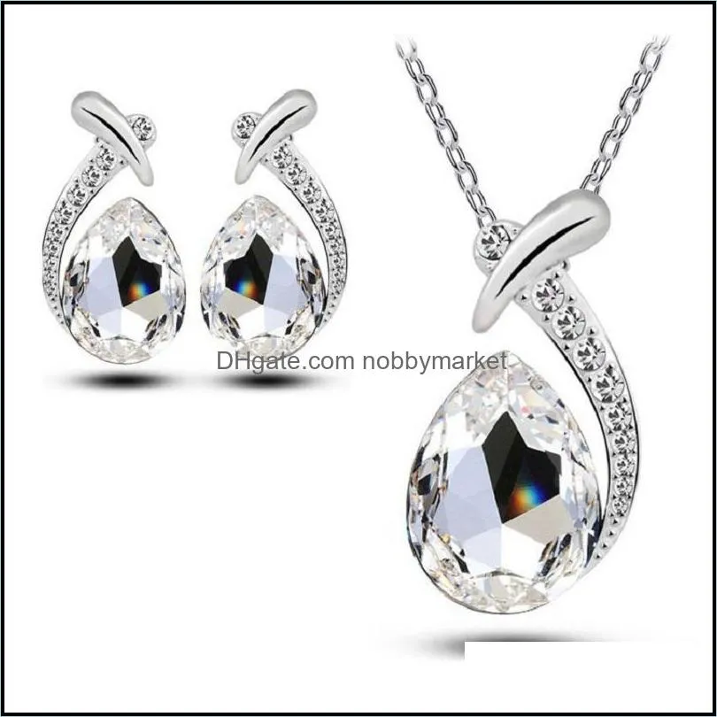 Earrings & Necklace Jewelry Sets For Women Embellished With Crystal And Set Wedding Jewellry