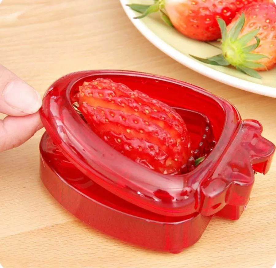 Erdbeere Slicer Obst Werkzeug Neue Kunststoff Obst Carving Messer Cutter Mit 7 Edelstahl Scharfe Klinge Küche Gadgets
