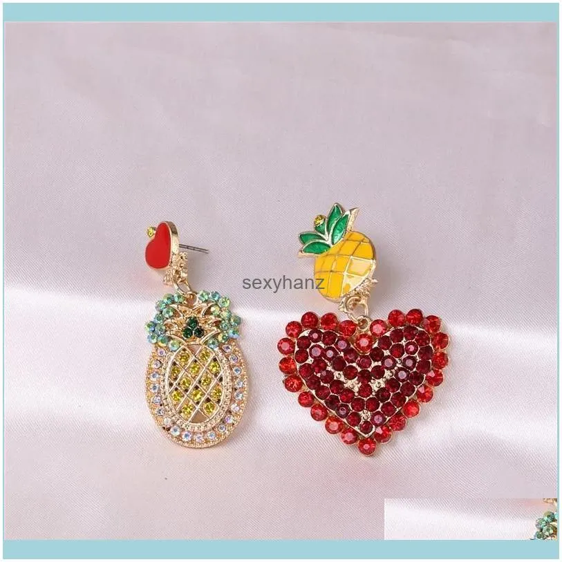 Shining Crystal Rhinestone Pendant Dangle Earrings Fruit Bijoux Drop Earrings Women Jewelry Gift