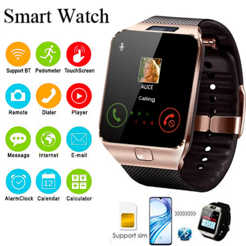 DZ09 Mulheres Bluetooth Relógio Inteligente Smartwatch Android Rastreador de Fitness Relógios de Pulso subwoofer Homens Suporta Cartão SIM