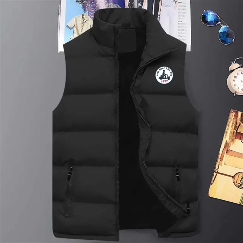 Winter Warm Heren Mouwloos Donsjack Outdoor Rits Vest Opstaande Kraag Vest Man JOTT Gedrukt Plus Size Veste 220114