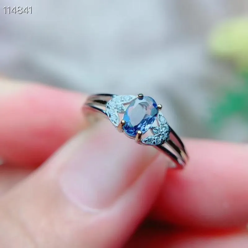 Anelli a grappolo Il regalo per l'anniversario Anello tanzanite 925 gioielli in argento sterling naturale e reale