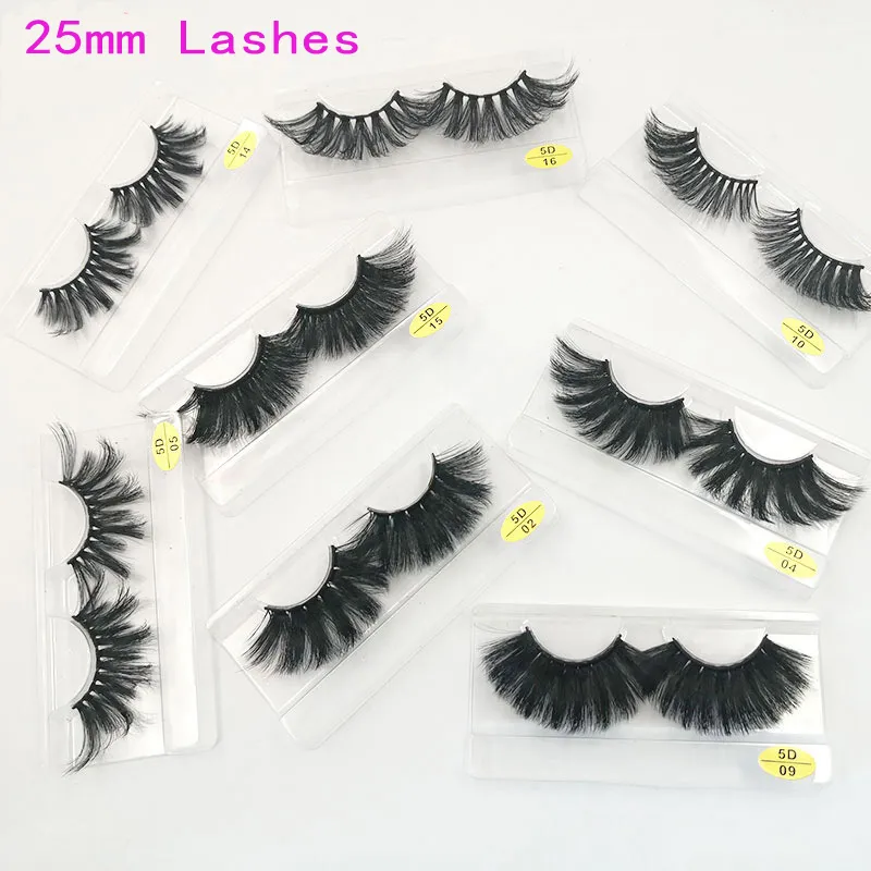 Superlong Eyelashes 25mm Lashes Fluffy Messy 3D False Eyelash Dramatic Long Natural falseLash Wholesale Makeup Mink Lash