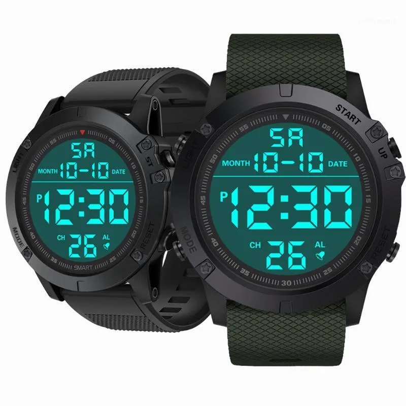 Montres-bracelets Mode Hommes Montre De Sport Militaire De Luxe LED Numérique Résistant À L'eau Montre En Bois Reloj Masculino De Marque