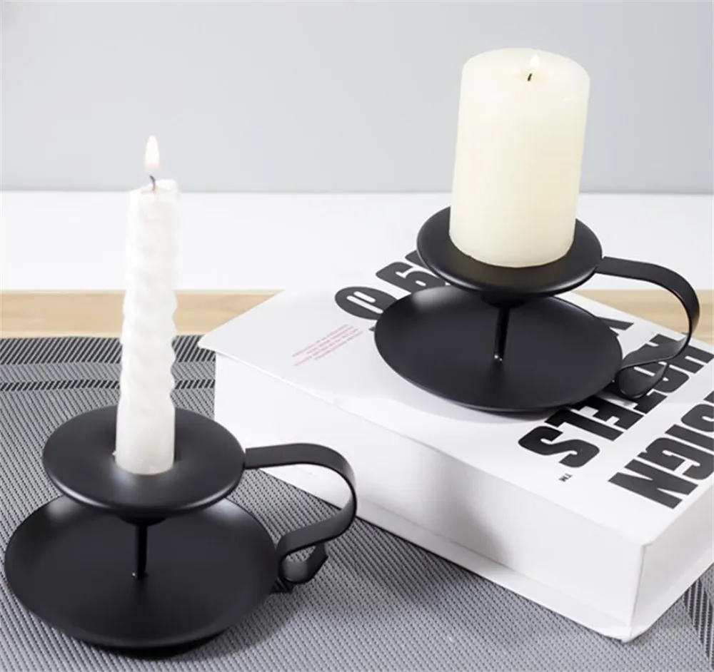 Candelero De Hierro Negro Retro - Hecho A Mano, Para Velas De Hasta 2 Cm De Diámetro, Decoración Hogar, Cena Con Velas