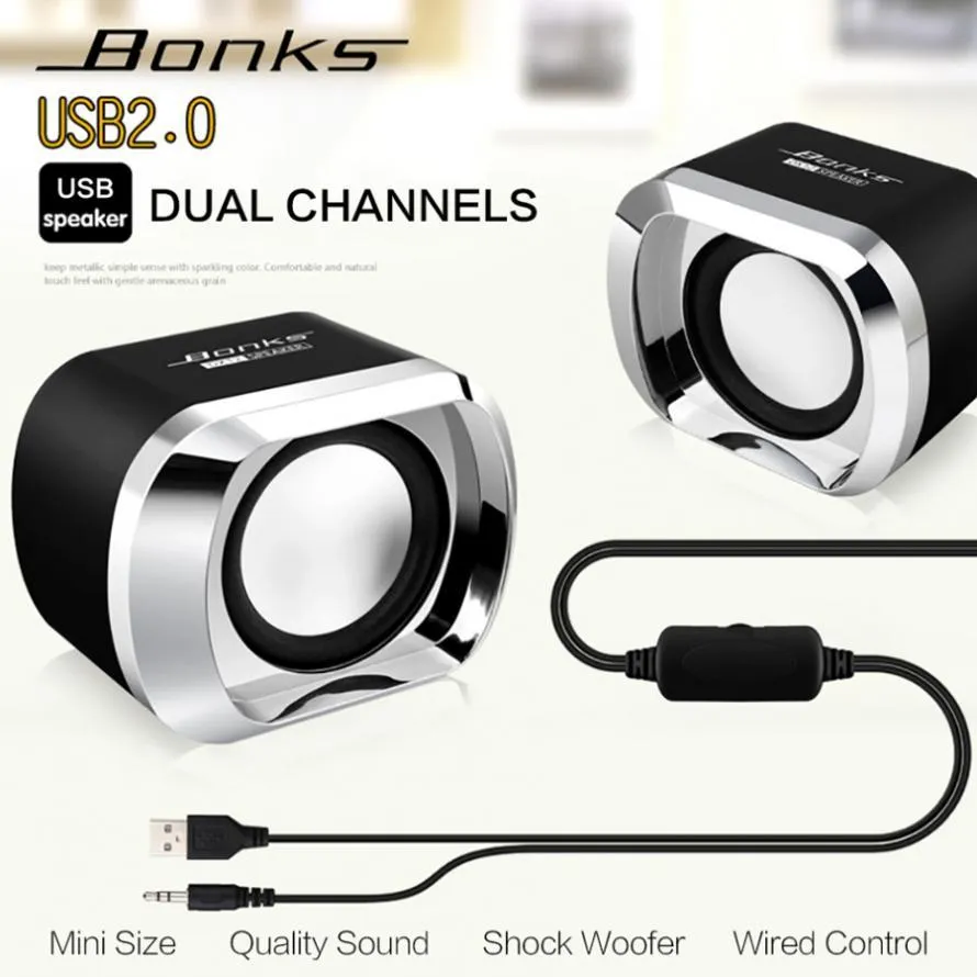 Yüksek Güç Tam Aralığı Stereo Subwoofer PC Hoparlör Taşınabilir Bas Müzik DJ USB Bilgisayar Hoparlörler Dizüstü Telefon TV