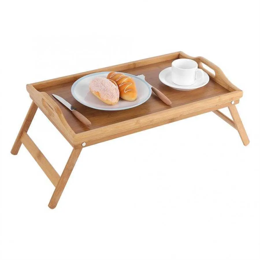50 × 30 × 4 سم محمولة الخيزران الخشبية سرير وجبات الإفطار كمبيوتر مكتب الشاي