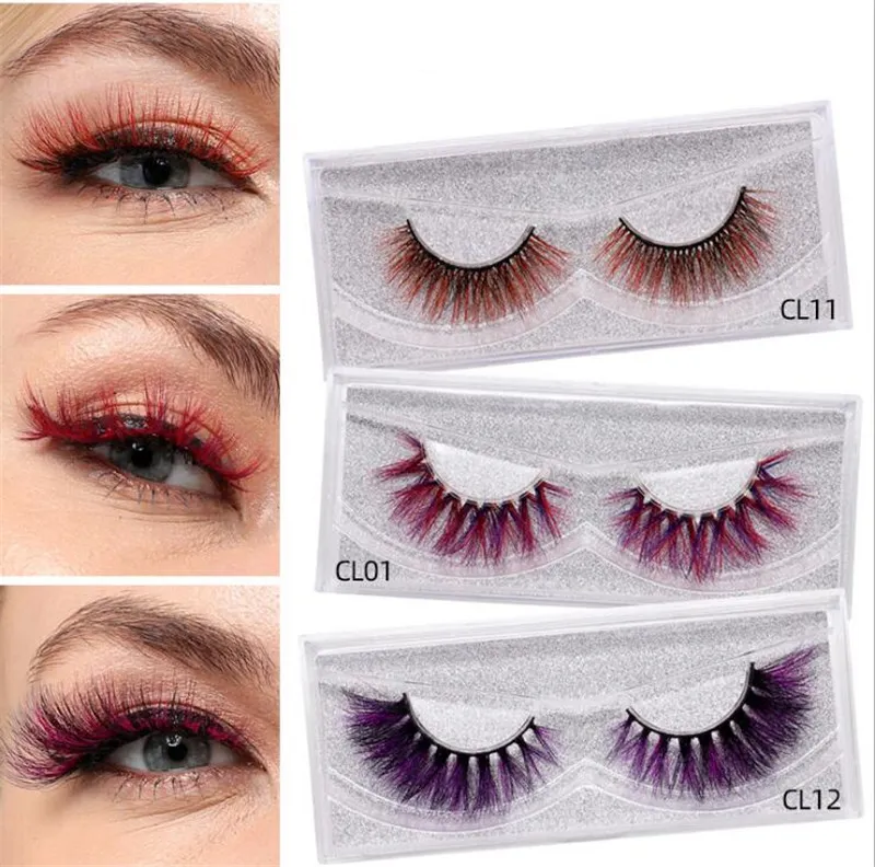 6D couleur faux cils vison cheveux croix désordonné cils exagérés 9D maquillage coloré outils de beauté livraison gratuite 3set