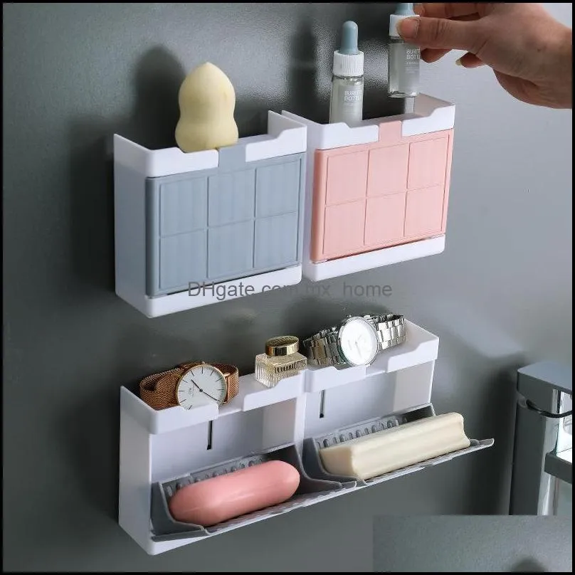 Savon Aessories Bath Home Gardensoap Storage Holder Wall Mounted Flap Box Bathroom Mtifunctional Drain Rack Organisateur Outils Plats Drop Del