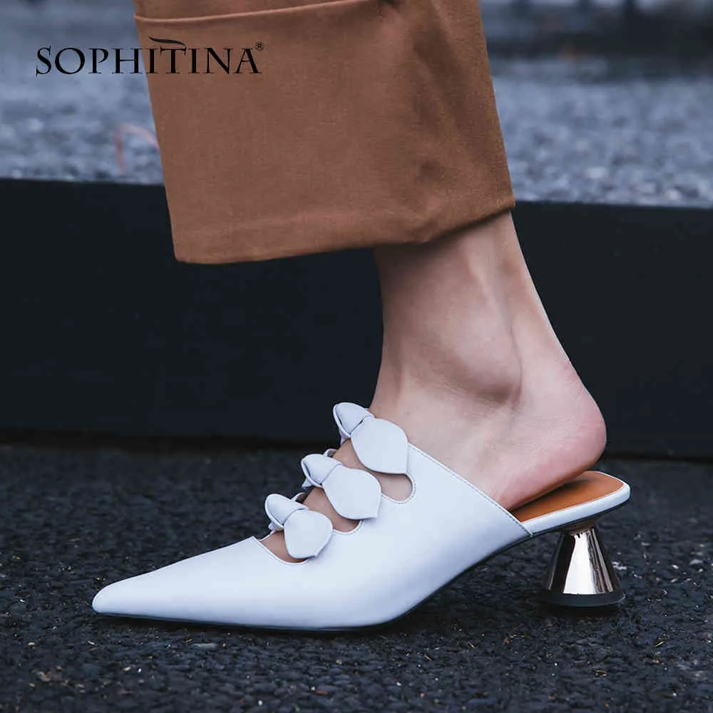 SOPHITINA Thin Heels Women Pumps Butterfly Knot Decoration Pointed Toe Shoes Basic Party Sweet Elegant 5cm Fashion Pumps PO130 210513