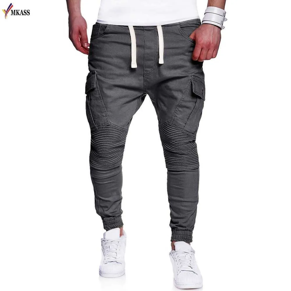 New Brand Men Pants Hip Hop Harem Joggers Pants Summer Male Trousers Mens Joggers Solid Multi-pocket Pants Sweatpants 4XL