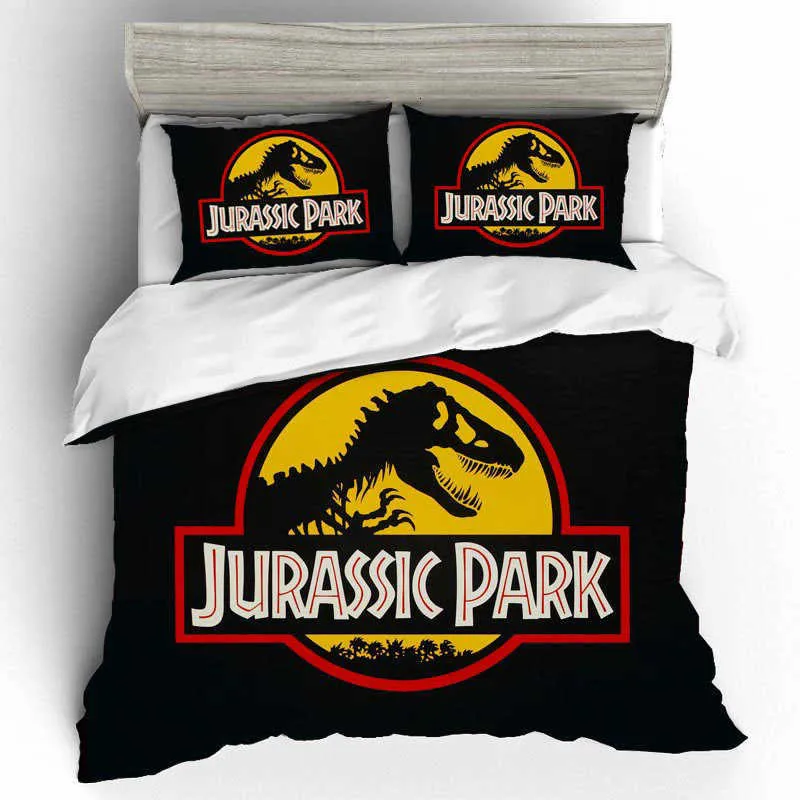 Jurassic Park ensemble de literie dessin animé Textiles de maison pour enfants reine taille couette chambre dinosaure housse de couette