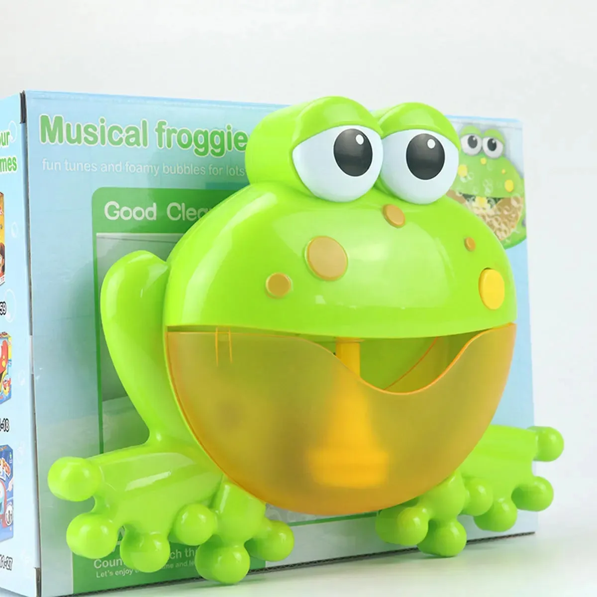 Big Frog Automatic Bubble Blase Music Bubble Maker Baby Bad Spielzeug Badewanne Seifenblasenmaschine