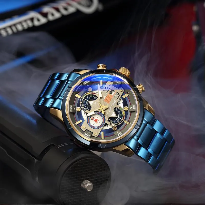直営通販サイト激安 男性の青いトップの軍用ステンレス鋼の腕時計の男性時計ファッションクロノグラフのための腕時計の腕時計を | Dhgate Japan  100％ 品質保証 -acelerando.com.ec