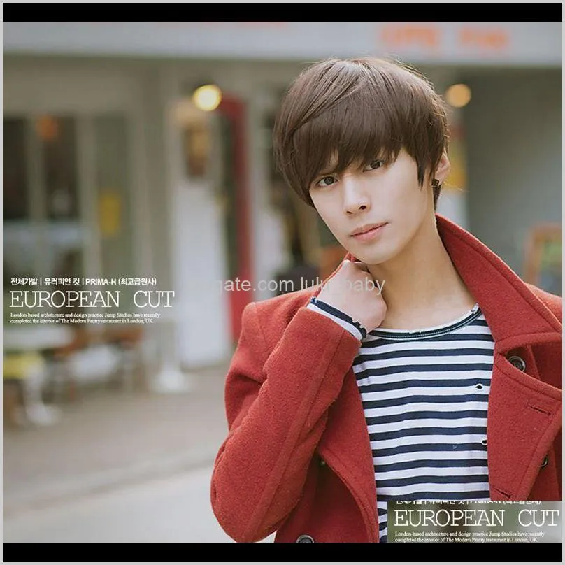 z&f hot ! high quality fashion handsome boy shot natural brown men`s male cosplay wigs