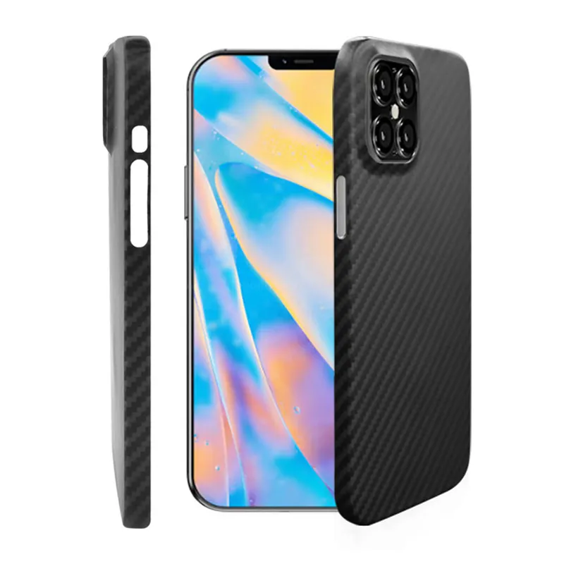 Coque Ultra-mince en Fiber de carbone pour Iphone, compatible modèles 15, 14, 13, 12, Mini, 11 Pro Max, XS, XR, X, antichoc, Anti-chute, couverture complète