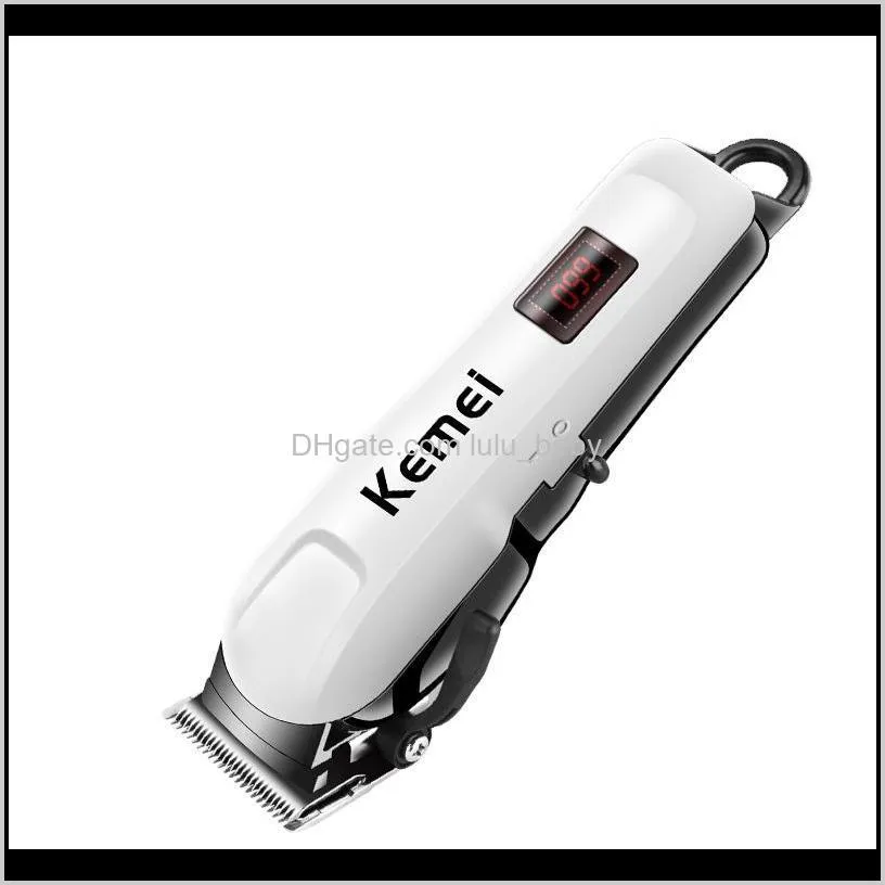 professional men`s rechargeable hair clipper lcd wireless electric shaver hair styling tool wtih carbon steel cutting head km-809a