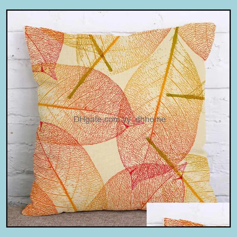 Autumn Leaf Design Pillow Towel 45*45 cm Pillowcase Chair Seat Throws Pillow Covers Home Car Decorative