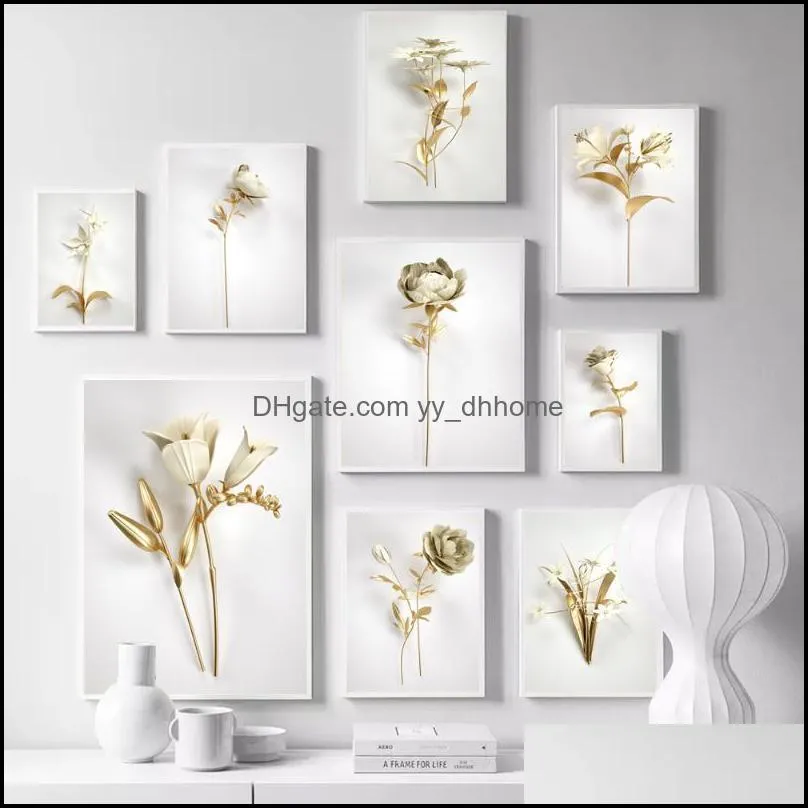 Paintings Modern Style Minimalist Oil Painting Gold Plant Leaves Canvas Wall Art Corridor Living Room Bedroom Home Decoration