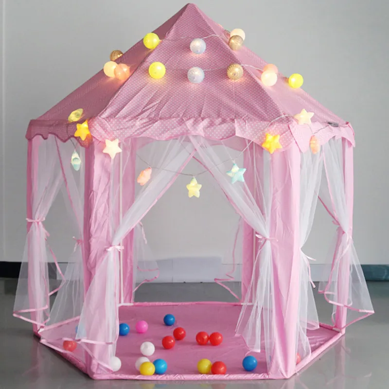 Barnens Inomhus Tulle Hexagonal Canopy Decoration Princess Play House Tent Dollhouse