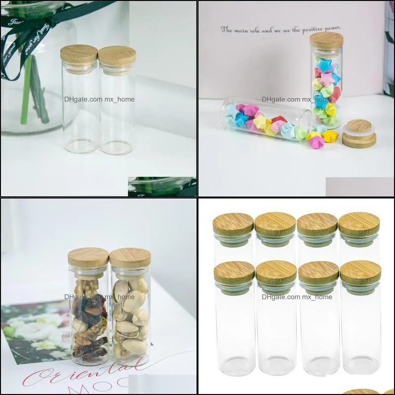 5Pcs 40ml Hyaline Glass Vials with Bamboo Wood Rubber Cap Delicate Practical Craft Travel Sub Bottling Exquisitely made