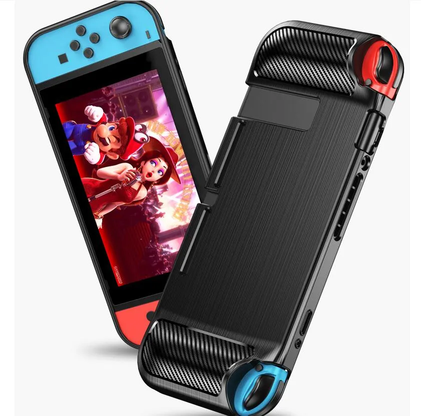 충격 흡수 커버 부드러운 TPU 안티 스크래치 탄소 섬유 보호 후면 케이스 Nintendo 스위치 스위치 Lite OLED