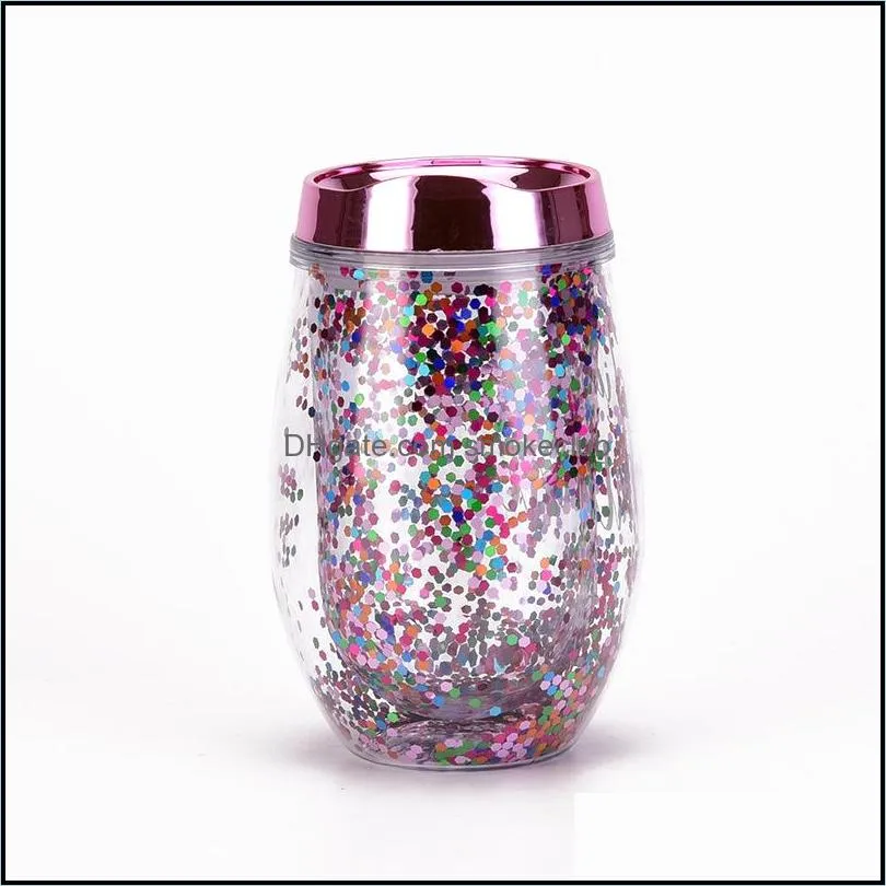 U-shaped stainless steel mug 10oz double-layer sequined water cup sports insulation bottle