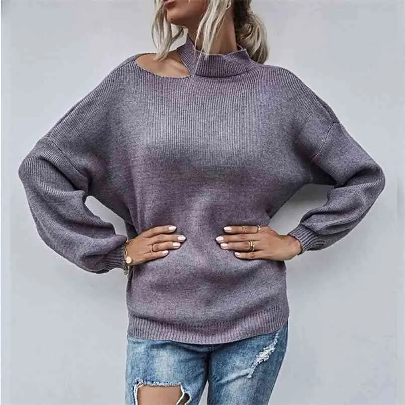 Pullover asimmetrico autunno e inverno maglione pigro con spalle larghe 210508