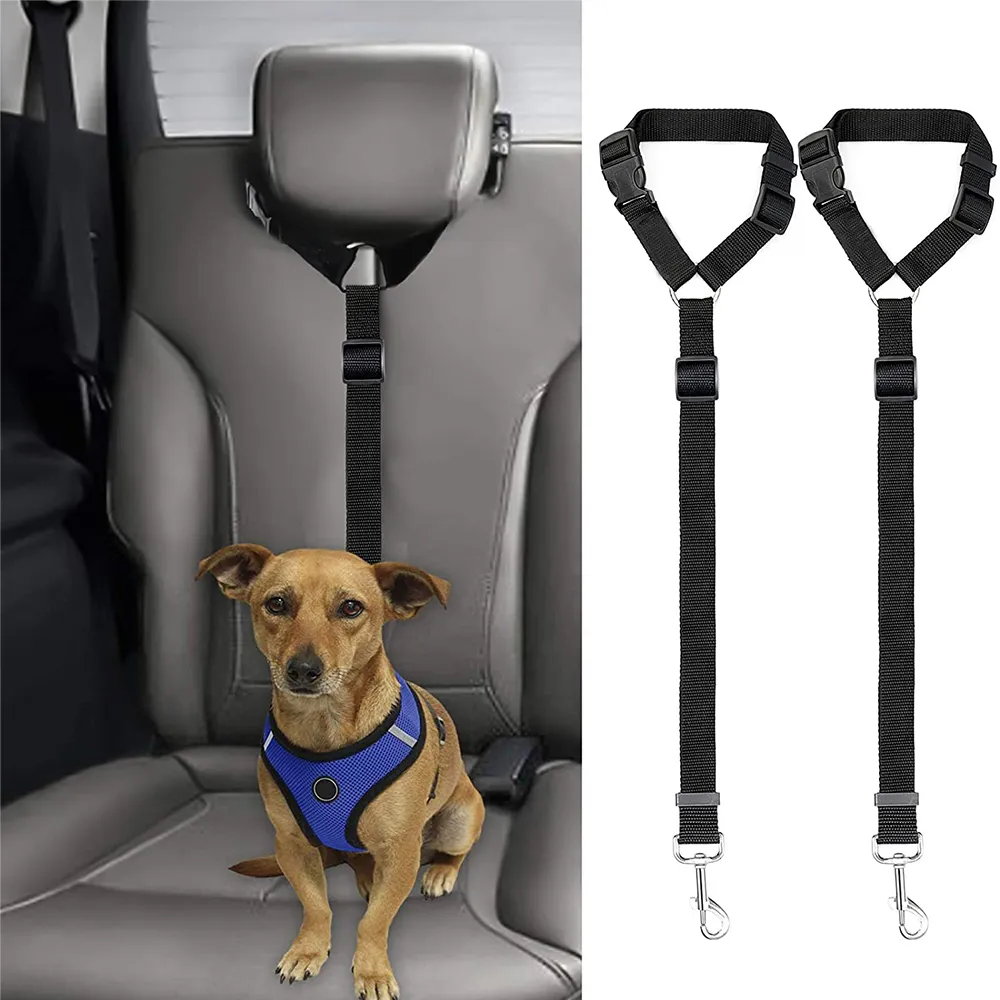 Chien chat sécurité ceinture de sécurité sangle voiture appuie-tête appuie-tête réglable Nylon tissu restrictions véhicule ceintures de sécurité harnais