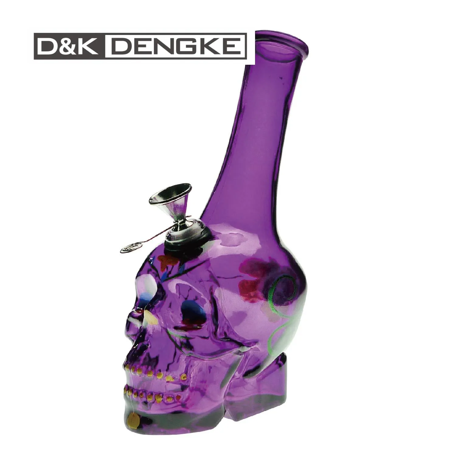 DK Красочный Стеклянный Череп Бонг Водопровод Толстый Стеклянный.