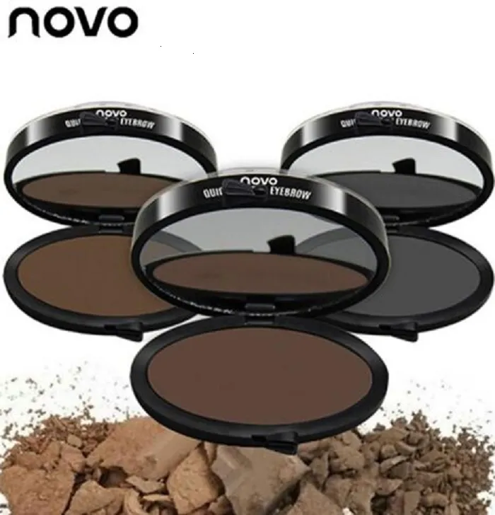 24pcs NOVO Brand Eyes Makeup Brow Stamp Seal Eyebrow Powder Waterproof Grey Brown Eye with Stencils Brush Tools