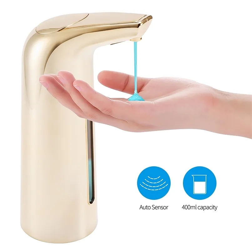 Automatyczny czujnik dozownika do mydła w płynie Dispensador Bezdotykowy ABS do kuchni Sprzątanie łazienki 400ml 211206