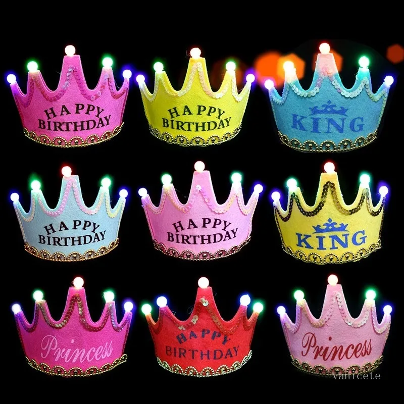 Children's birthday party decoration hats Christmas glowing crown cap baby one-year-old adornment supplies date of birth hat T9I001412