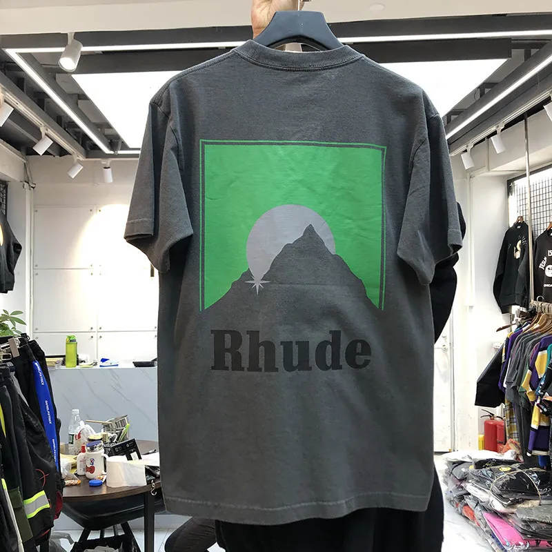 Rhude T Shirt Erkek Kadınlar Yıkanmış Eski Street Giyim T-Shirtler Yaz tarzı Yüksek kaliteli üst tees 740