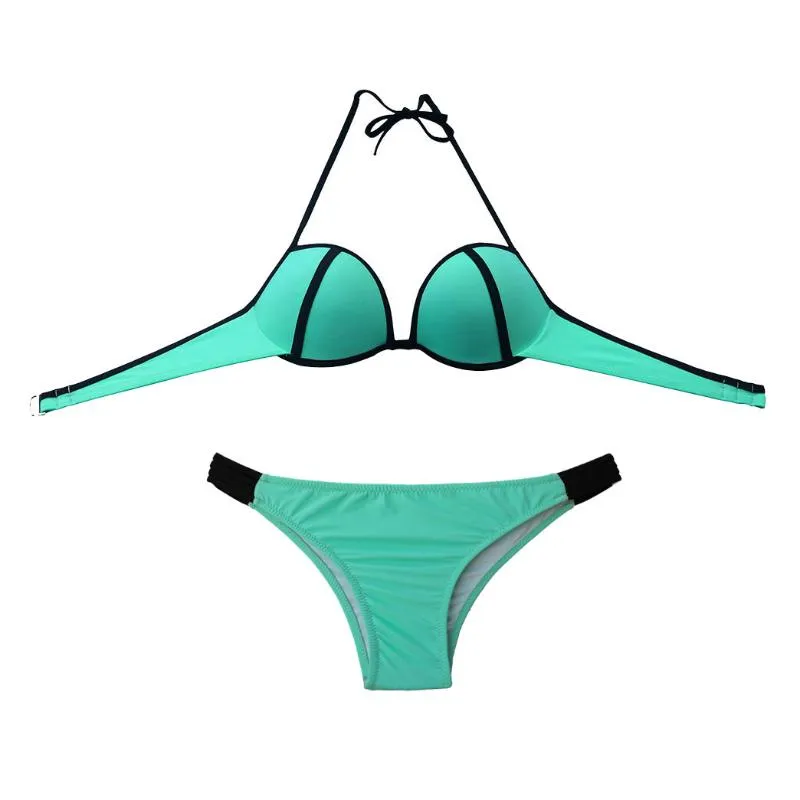 Summer Women's UNDERWIRE CUPS Bikini Set Swimwear Swim Swimsuit Biquinis Brasileiro Bathing Suit Green Cheeky Bottom Brazilian