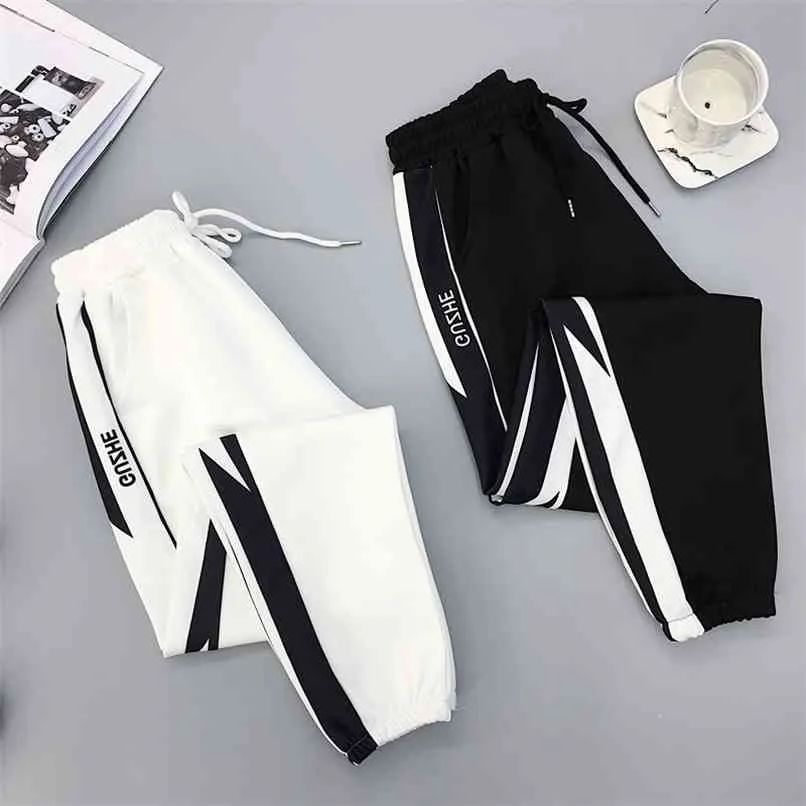 Outono Hip Hop Esportes Mulheres Calças Plus Size 2XL Solta Harajuku Carga Alta Cintura Calças Jogger Baggy 210915