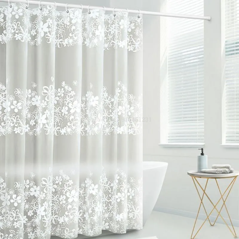 Douchegordijnen wit bloem badgordijn waterdichte peva mist doorzichtig groot breed met haken badkamer scherm decor