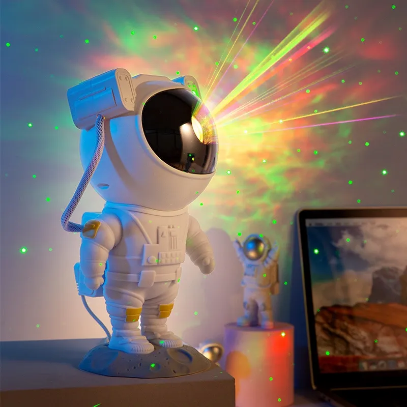 宇宙飛行士銀河プロジェクターランプ星空の空夜ライトベッドルーム装飾的な雰囲気テーブルランプのための子供のクリスマスプレゼント