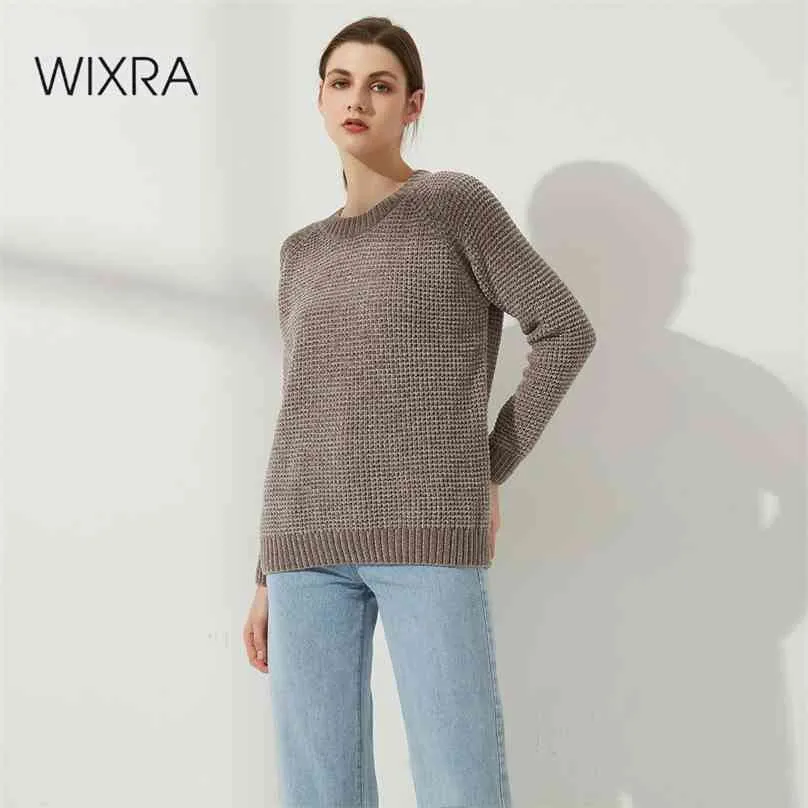 Wixra Thick Sweater Women Knitted Ribbed Pullover Long Sleeve Casual O Neck Jumpers Chenille Clothing Autumn Winter 210918